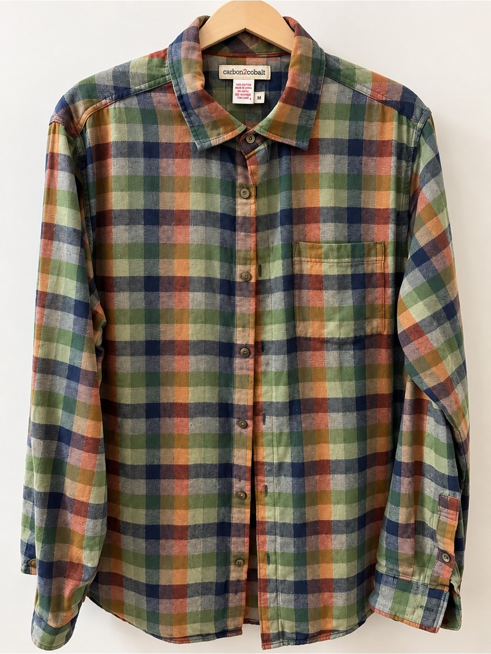 Carbon2Cobalt Men's Green Plaid Long-Sleeve Button-Down Shirt